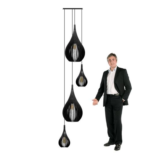 Imagem de Lustre Pendente Para Sala Pé direito Duplo SP-Drop Preto