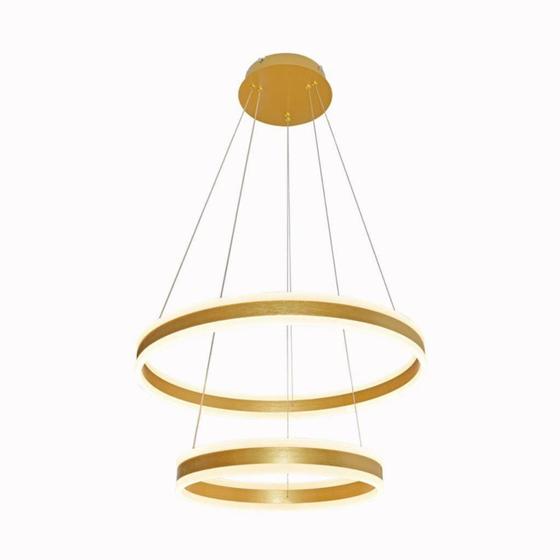 Imagem de Lustre Pendente Φ40Φ60CM 126W 3000K 12600LM Bivolt Metal Escovado+Acrilico Dourado Cabo: 2,5M - Sind