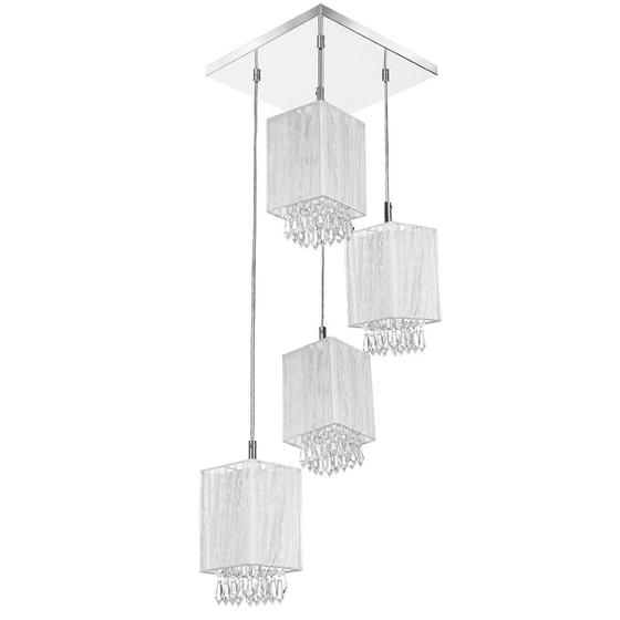 Imagem de Lustre Pendente Quadclear Organza Quadrado Branco Magnífico