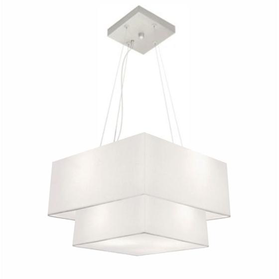 Imagem de Lustre Pendente Quadrado Branco MJ-4157 Para Mesa de Jantar e Estar