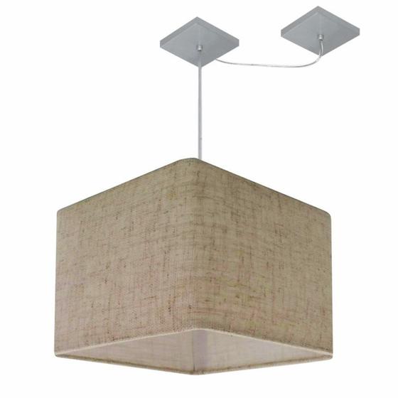 Imagem de Lustre Pendente Quadrado Com Desvio de Centro Vivare Md-4268 Cúpula em Tecido 35x35cm - Bivolt