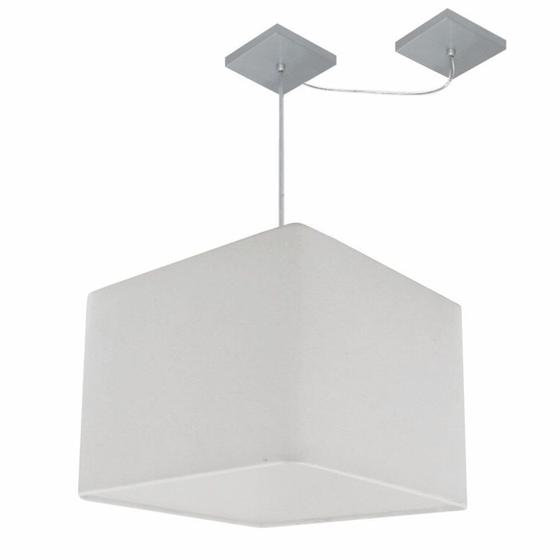 Imagem de Lustre Pendente Quadrado Com Desvio de Centro Vivare Md-4268 Cúpula em Tecido 35x35cm - Bivolt