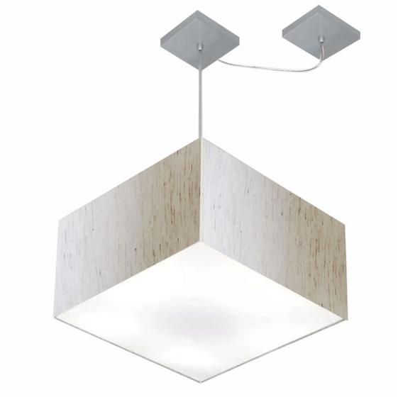 Imagem de Lustre Pendente Quadrado Com Desvio de Centro Vivare Md-4270 Cúpula em Tecido 35x35cm - Bivolt