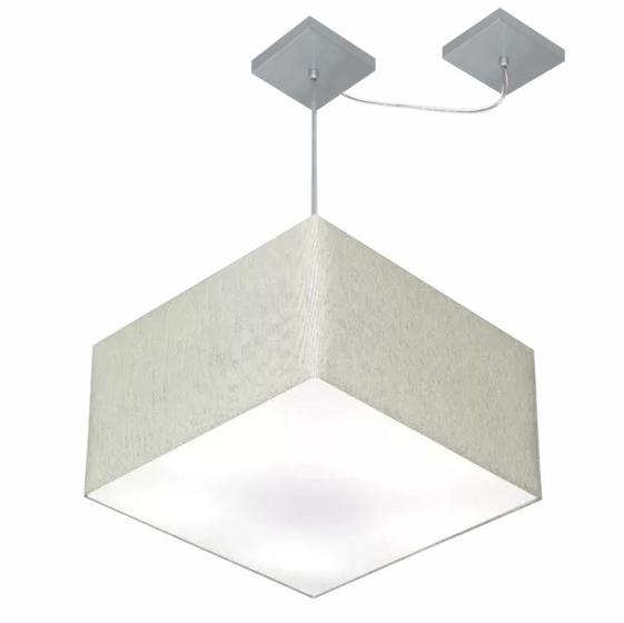 Imagem de Lustre Pendente Quadrado Com Desvio de Centro Vivare Md-4271 Cúpula em Tecido 40x40cm - Bivolt