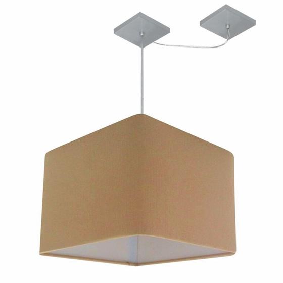 Imagem de Lustre Pendente Quadrado Com Desvio Md-4268 Cúpula em Tecido 30/35x35cm Palha - Bivolt
