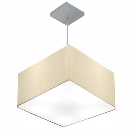 Imagem de Lustre Pendente Quadrado Md-4020 Cúpula em Tecido 21/35x35cm Algodão Crú - Bivolt