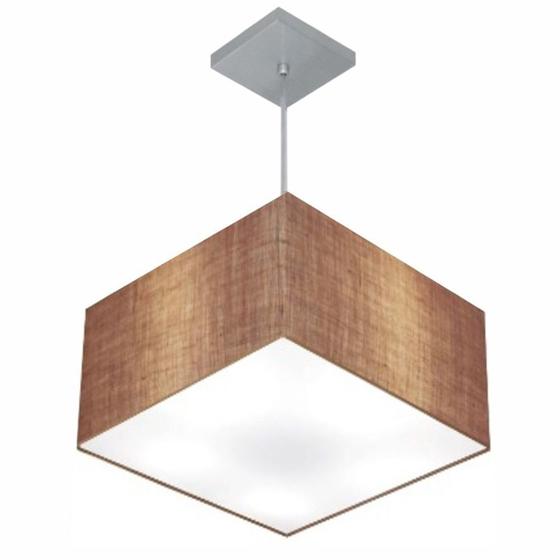 Imagem de Lustre Pendente Quadrado Md-4020 Cúpula em Tecido 21/35x35cm Palha - Bivolt