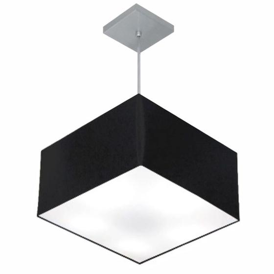 Imagem de Lustre Pendente Quadrado Md-4020 Cúpula em Tecido 21/35x35cm Preto - Bivolt