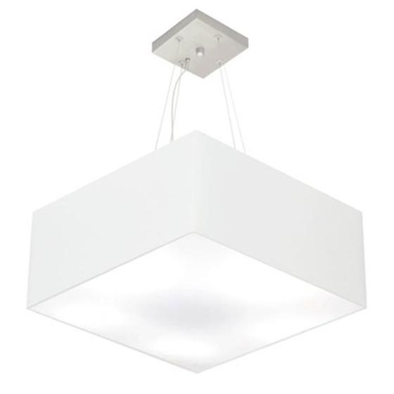 Imagem de Lustre Pendente Quadrado Md-4040 Cúpula em Tecido 21/50x50cm Branco - Bivolt