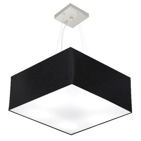 Imagem de Lustre Pendente Quadrado Md-4040 Cúpula em Tecido 21/50x50cm Preto - Bivolt