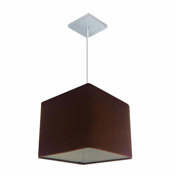 Imagem de Lustre Pendente Quadrado Md-4058 Cúpula em Tecido 21/25x25cm Café - Bivolt