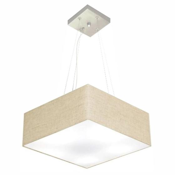 Imagem de Lustre Pendente Quadrado Md-4196 Cúpula em Tecido 15/45x45cm Rustico Bege - Bivolt