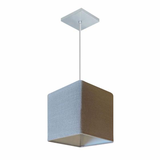 Imagem de Lustre Pendente Quadrado Md-4224 Cúpula em Tecido 16/16x16cm Rustico Cinza - Bivolt