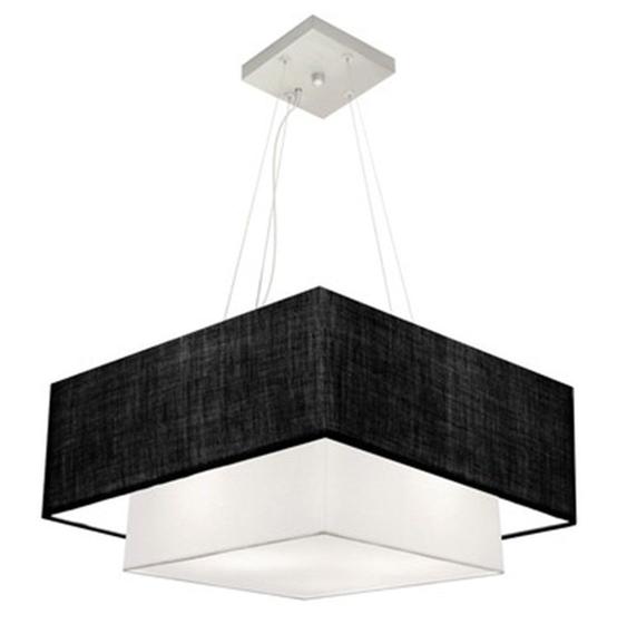 Imagem de Lustre Pendente Quadrado Preto e Branco MJ-4083 Para Mesa de Jantar e Estar