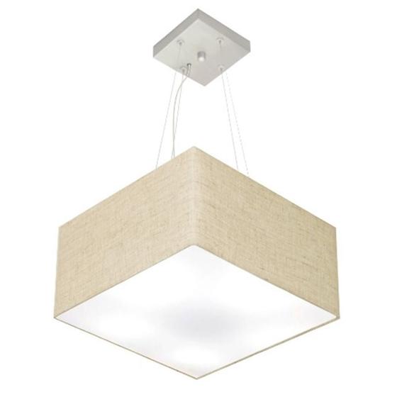 Imagem de Lustre Pendente Quadrado Rustico Bege MJ-4005 Para Mesa de Jantar e Estar