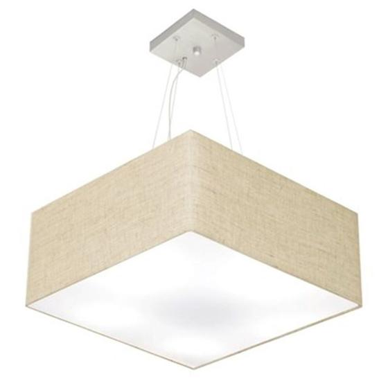 Imagem de Lustre Pendente Quadrado Rustico Bege MJ-4071 Para Mesa de Jantar e Estar
