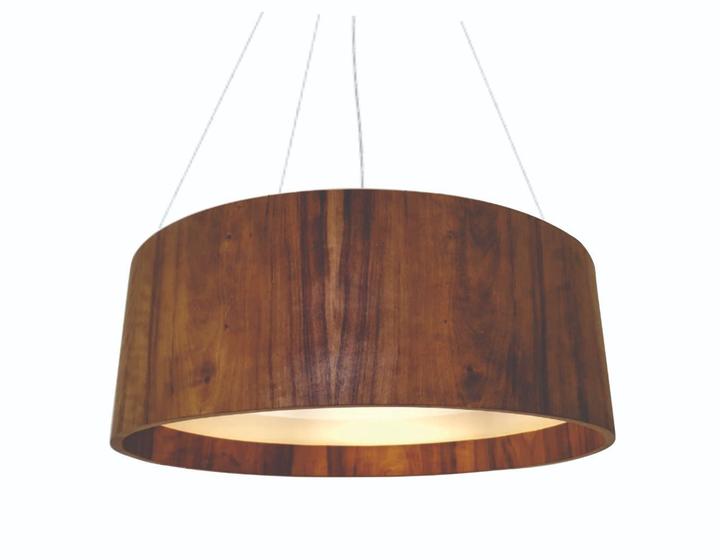 Lustre Pendente Redondo Cilíndrico 100cm em Madeira Imbuia Menor preço em Lustre Pendente Redondo Cilíndrico 100cm em Madeira Imbuia