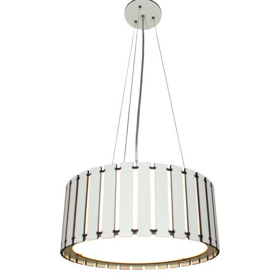 Imagem de Lustre Pendente redondo de madeira Saruê de 40cm Branco