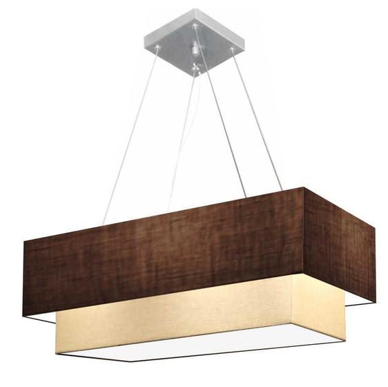 Imagem de Lustre Pendente Retangular Café e Bege MJ-4321 Para Mesa de Jantar e Estar