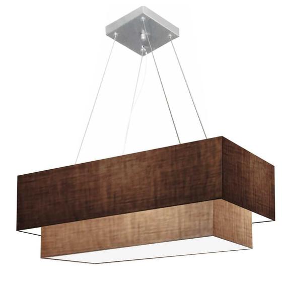 Imagem de Lustre Pendente Retangular Café e Palha MJ-4138 Para Mesa de Jantar e Estar