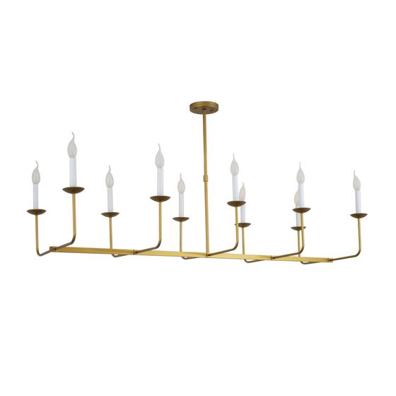 Imagem de Lustre Pendente Retangular Candelabro Vela 10 Braços Dourado 725