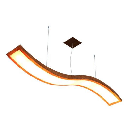 Imagem de Lustre Pendente Retangular Onda LED 24w 2700k 160cm Madeira