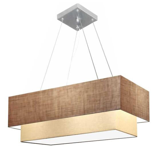 Imagem de Lustre Pendente Retangular Palha e Bege MJ-4321 Para Mesa de Jantar e Estar