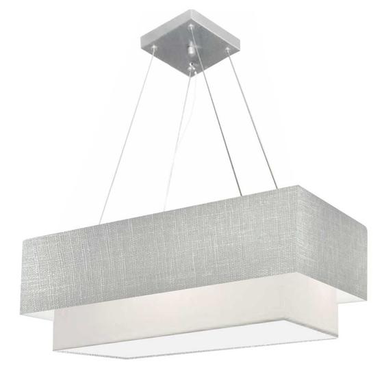 Imagem de Lustre Pendente Retangular Rustico Cinza e Branco MJ-4138 Para Mesa de Jantar e Estar