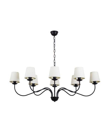 Imagem de Lustre Pendente Retangular Tocheiro Clássico Cúpula 8 Braços Preto 721
