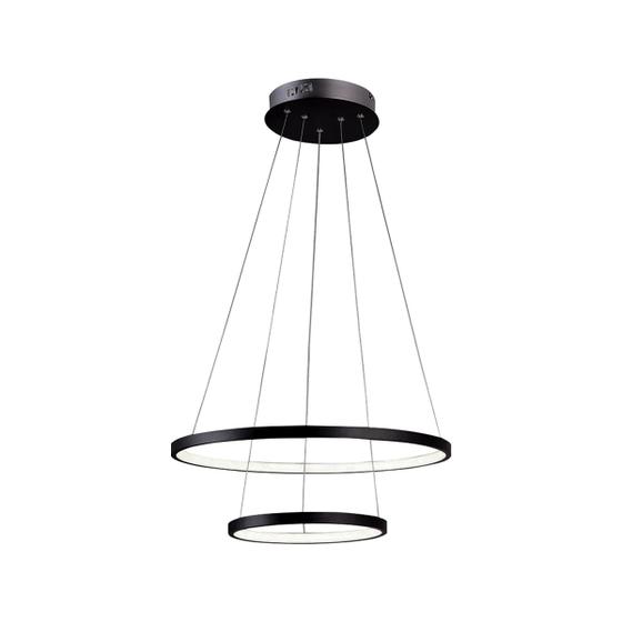 Imagem de Lustre Pendente Ring 2 Alianças Anéis Halo Preto LED Moderno Para Sala de Jantar e Quarto