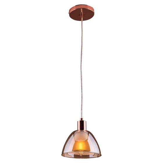 Imagem de Lustre Pendente Sala Quarto Cozinha Balcão Porto Alegre Cobre Rose Gold 1 Lâmpada E27 Bivolt 