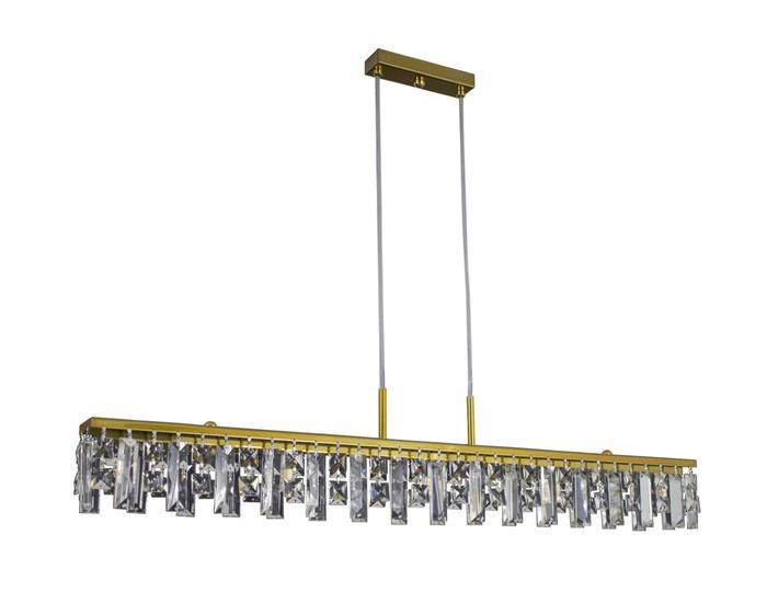 Imagem de Lustre Pendente Slim Cristal Retangular 85cm Dourado 112