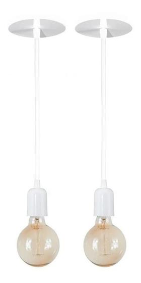 Imagem de Lustre Pendente Soquete Hangar One Moderno Branco - Kit C/2