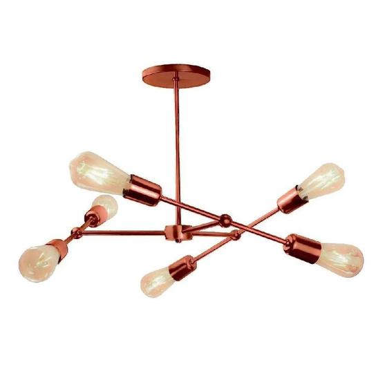 Imagem de Lustre Pendente Sputnik Curve 6 Hastes - Cobre