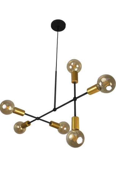 Imagem de Lustre Pendente Sputnik Gun Dourado Metal C/ Fio Ajustável