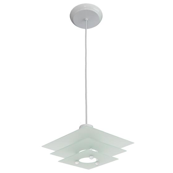 Imagem de Lustre Pendente Square 3 Vidros Quadrados Foscos Sala Quarto