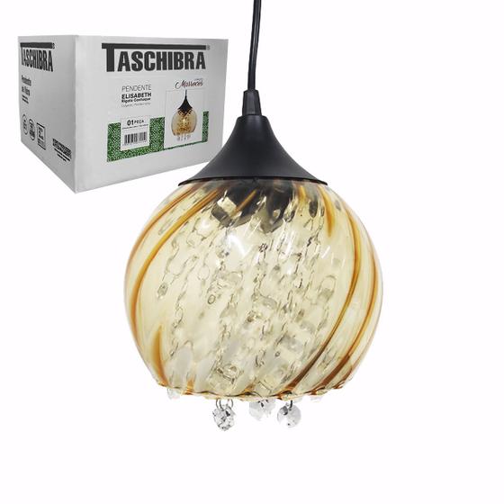 Lustre Pendente Taschibra Elisabeth Rigato Conhaque E27 Menor preço em Lustre Pendente Taschibra Elisabeth Rigato Conhaque E27