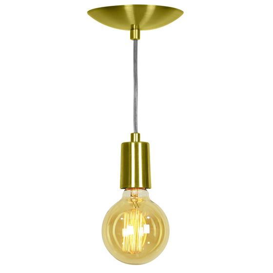 Imagem de Lustre Pendente Tubo Cilindro Alumínio Dourado Fio 1.20m