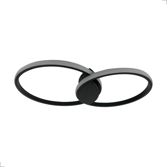 Imagem de Lustre Plafon Arco Ring Anel Duplo Preto Led 3000K 39W