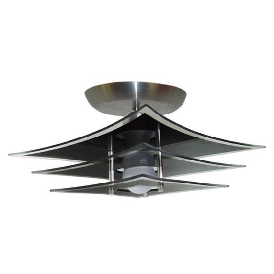 Imagem de Lustre Plafon com 03 Vidros Para 01 Lâmpada Modelo Japonês Preto Sala Quarto Cozinha 110v/220v