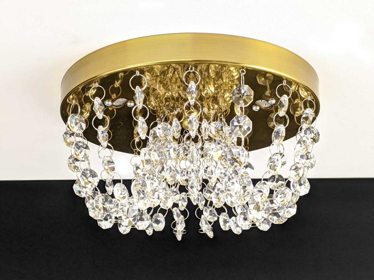 Imagem de Lustre Plafon Cristal 20cm Redondo Dourado 551/20