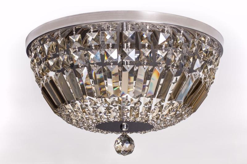 Imagem de Lustre Plafon Cristal 30cm Redondo Âmbar Champanhe 612/30