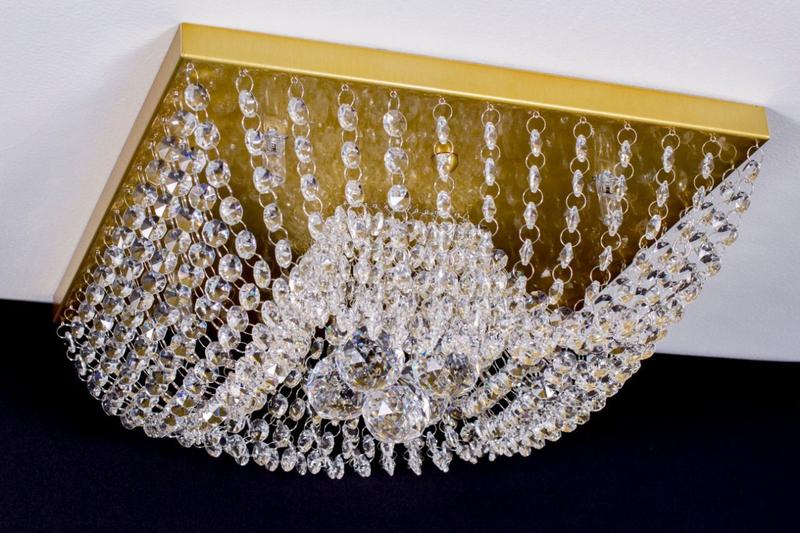 Imagem de Lustre Plafon Cristal 35cm Quadrado Dourado 572/35