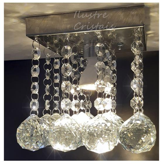 Imagem de Lustre Plafon Cristal Verdadeiro K9 14x14 Cm Alt 13 Cm