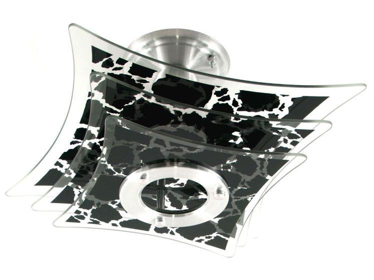 Imagem de Lustre Plafon de Sobrepor de Teto - Estrelado Preto - 3 Vidros - Sala Quarto Cozinha