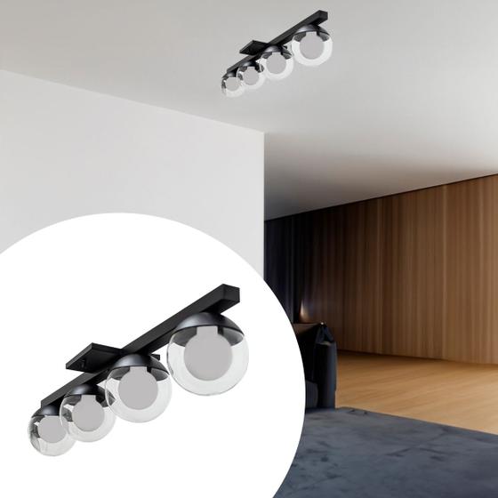 Imagem de Lustre Plafon De Teto Led Sobrepor Jabuticaba Quadruplo 4 Globo Vidros Bivolt