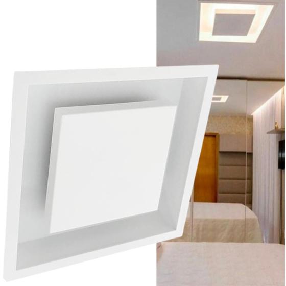Lustre Plafon Luminária de Embutir Teto Rebatedor Luz Indireta Para 4 lâmpadas LED G9 Quadrado Branco 40cm Bivolt 110V 220V Sala Estar Jantar Quarto Menor preço em Lustre Plafon Luminária de Embutir Teto Rebatedor Luz Indireta Para 4 lâmpadas LED G9 Quadrado Branco 40cm Bivolt 110V 220V Sala Estar Jantar Quarto