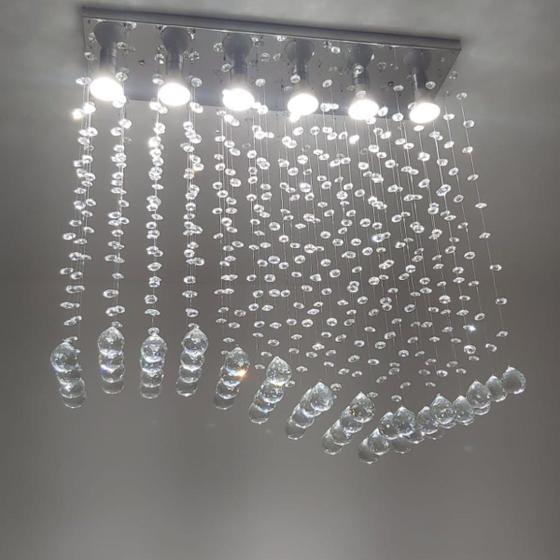 Imagem de Lustre Pra Sala de Jantar Com 50cm de Altura Todo Feito Em Cristal Legítimo K9 Alto Brilho