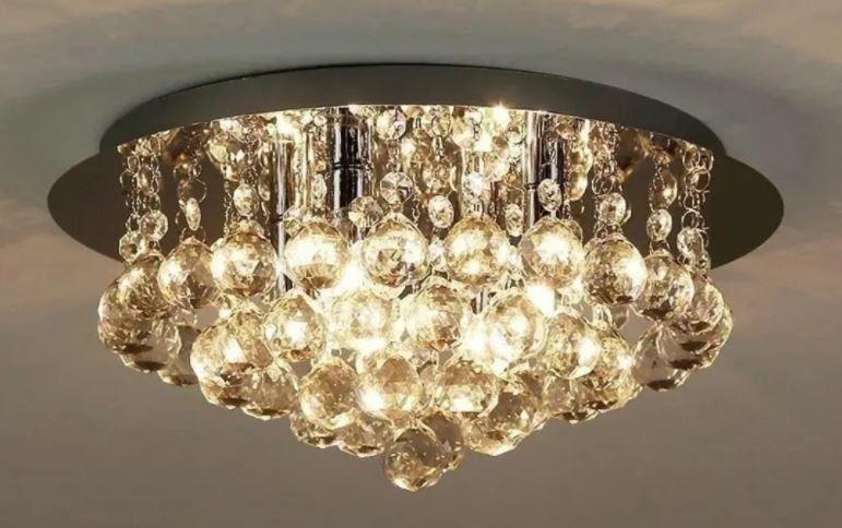 Imagem de Lustre Redondo de Cristal Acrílico Para Sala de Jantar/Estar