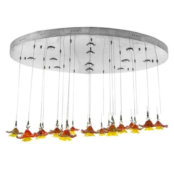 Imagem de Lustre Redondo Moderno Tulipas Laranjas Moderno Design